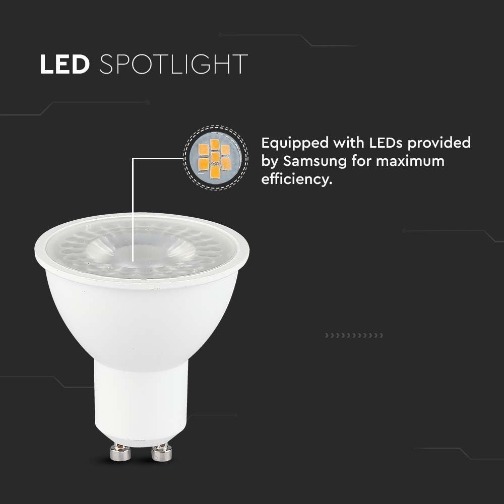 V-Tac 7,5W LED spot - Samsung LED chip, 230V, GU10 (Erstatter 70W, 610lm, RA80)