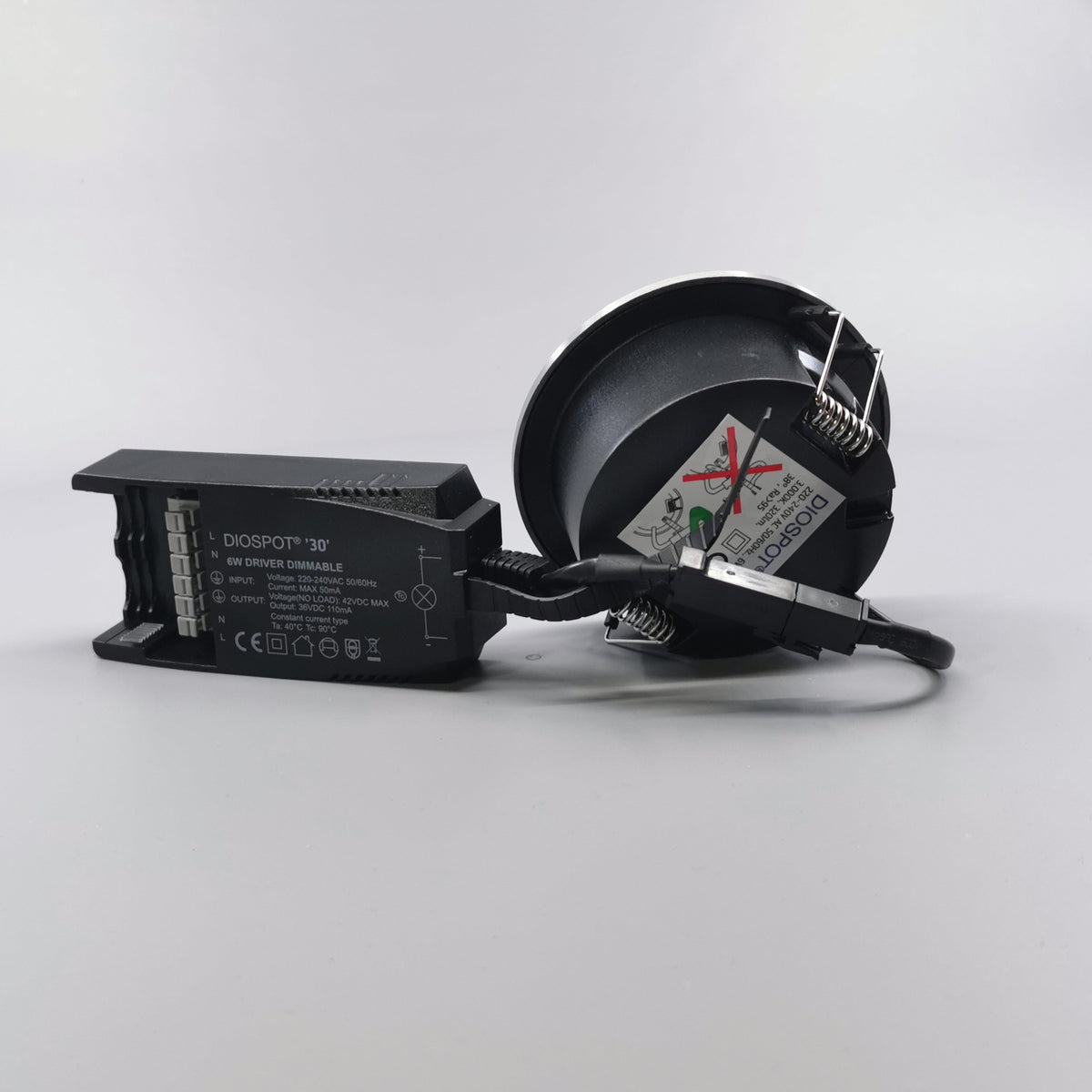 Diospot 30 V.2 6W 3000K 38° dæmpbar 32mm rund børstet (360° frame 13)