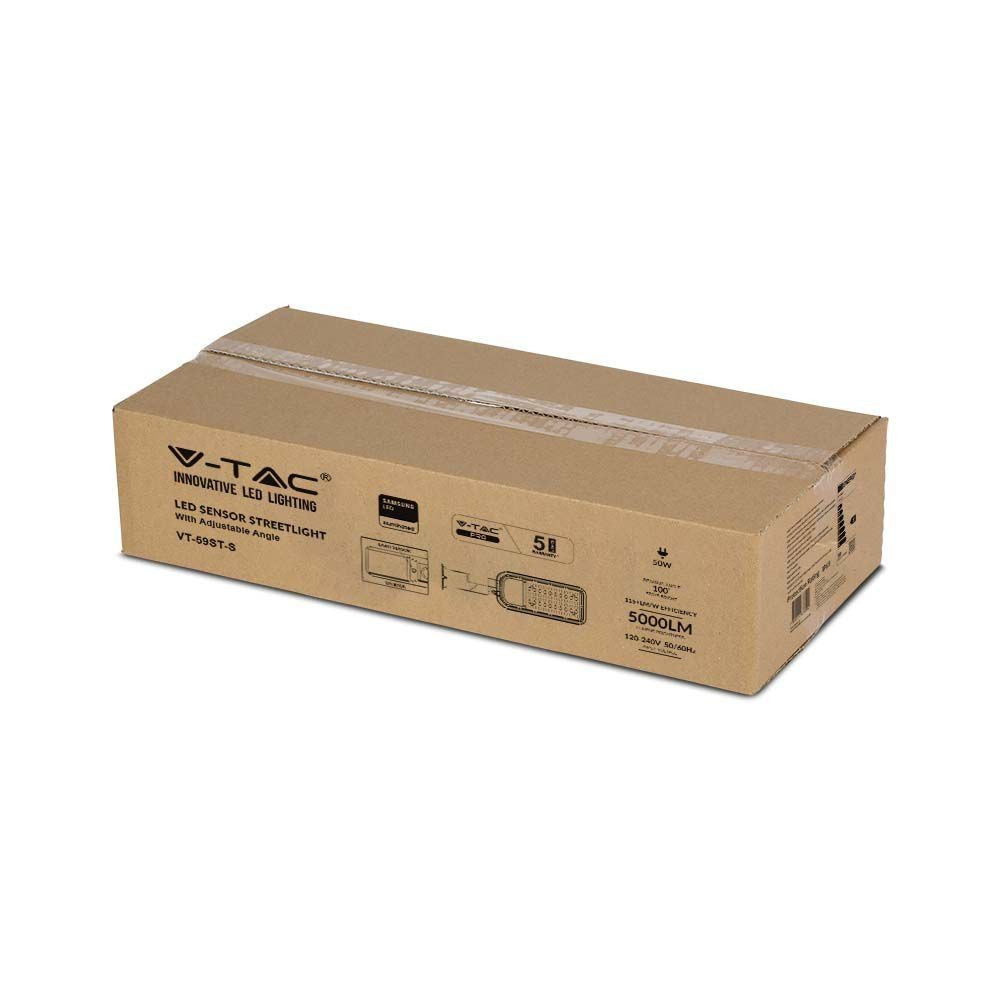 V-Tac 50W LED Gadelampe med skumringssensor og Samsung LED chip