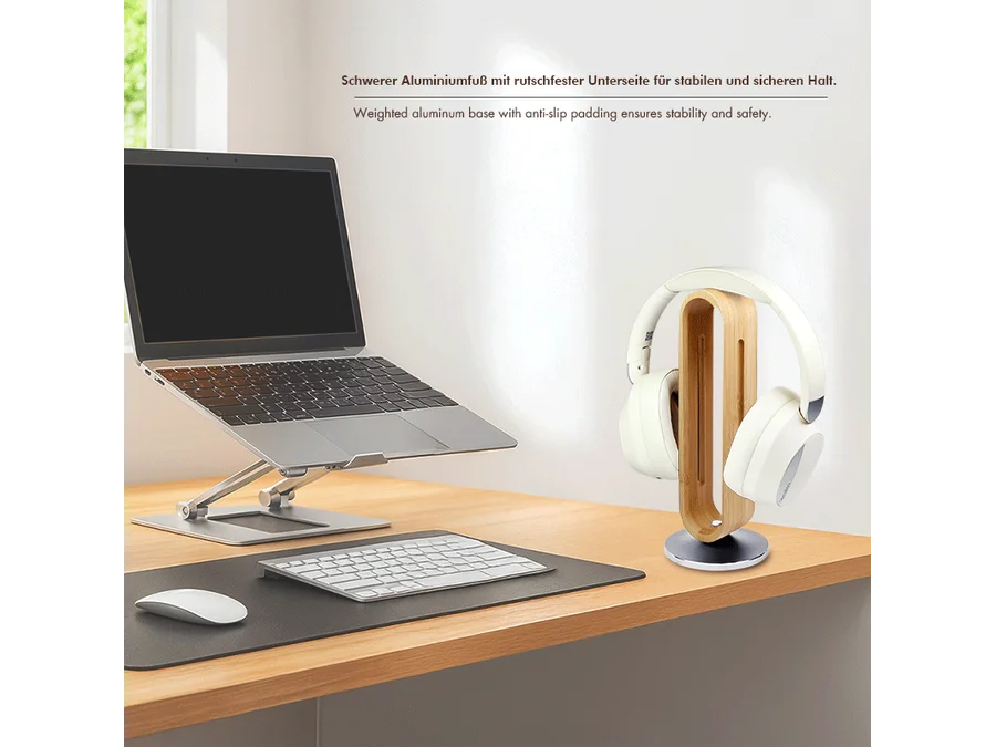 Headset Holder - Lys bambus, Siliconeunderlag