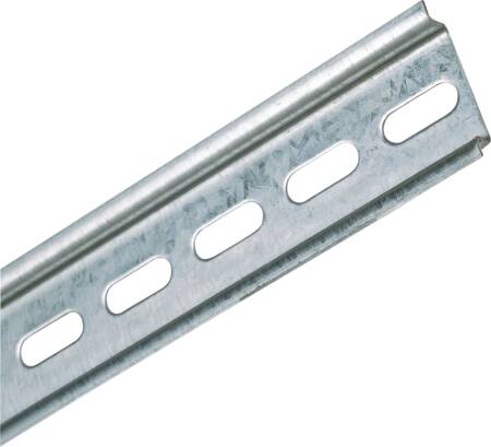 DIN skinne 7,5 mm høj med hul 6,3x18 mm (2 meter)