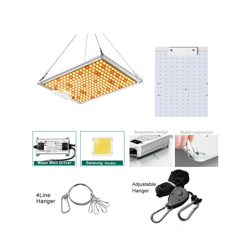 Samsung Quantum board 105W vækstlampe - Fuldt spektrum, dæmper, inkl. ophæng, IP65