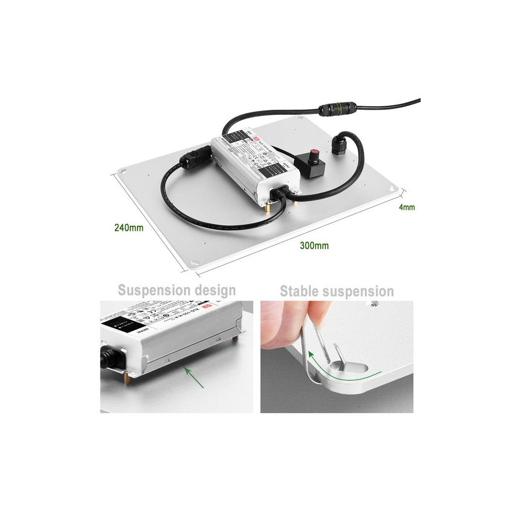 Samsung Quantum board 105W vækstlampe - Fuldt spektrum, dæmper, inkl. ophæng, IP65