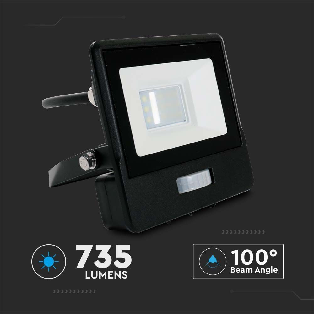 V-Tac 10W LED projektør med sensor - Samsung LED chip, 5 års producentgaranti, IP65