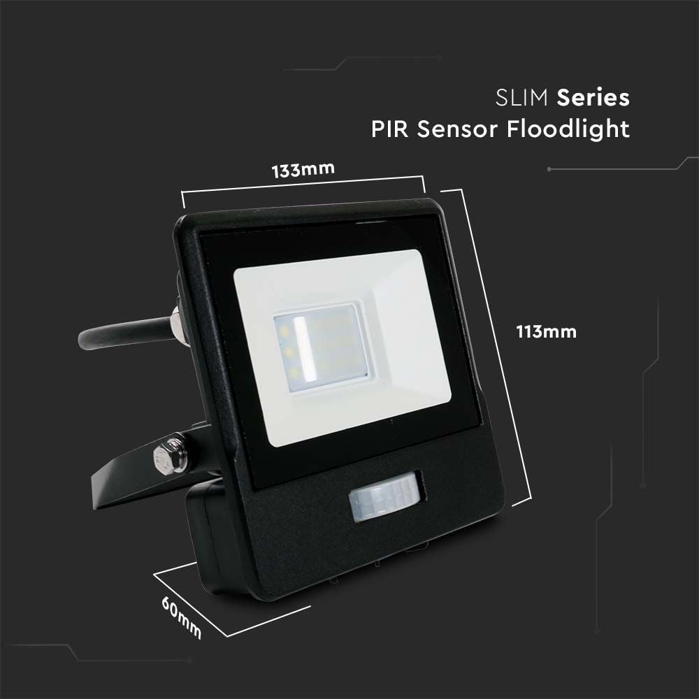 V-Tac 10W LED projektør med sensor - Samsung LED chip, 5 års producentgaranti, IP65