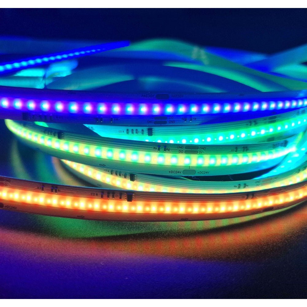 16W/m RGBIC COB-LED strip - 5m, IP20, 630 LED pr. meter, 24V