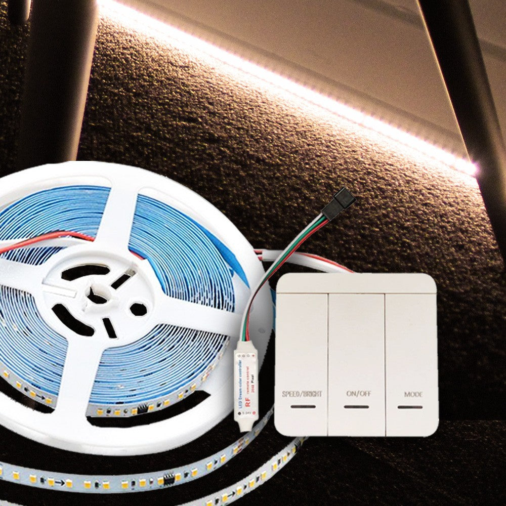 V-Tac 10W/m LED strip IC løbelys - 10m, inkl. kontroller, 120 LED pr. meter, 24V