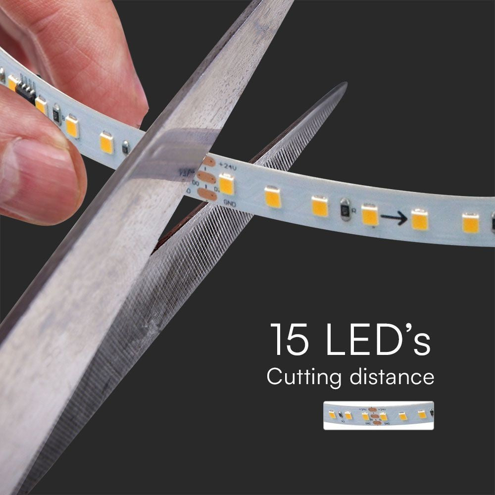 V-Tac 10W/m LED strip IC løbelys - 10m, inkl. kontroller, 120 LED pr. meter, 24V