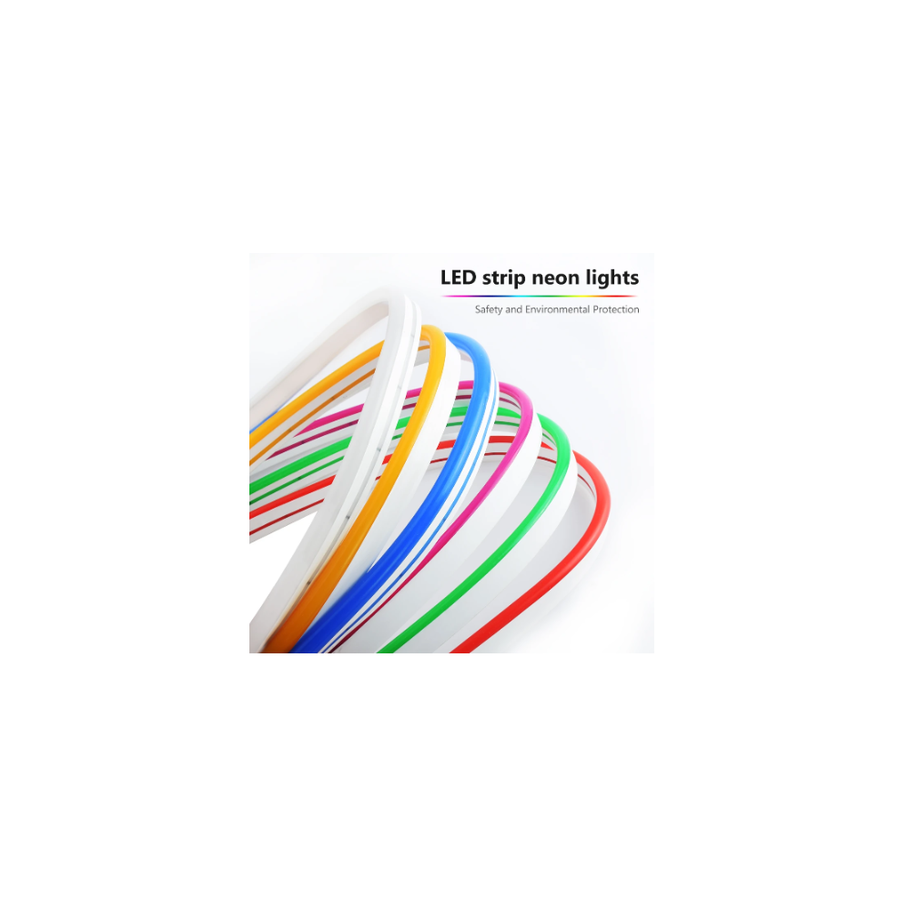 Blå Neon Flex LED Strimmel - 5 meter, 8W/m, Vandtæt IP67, 12V