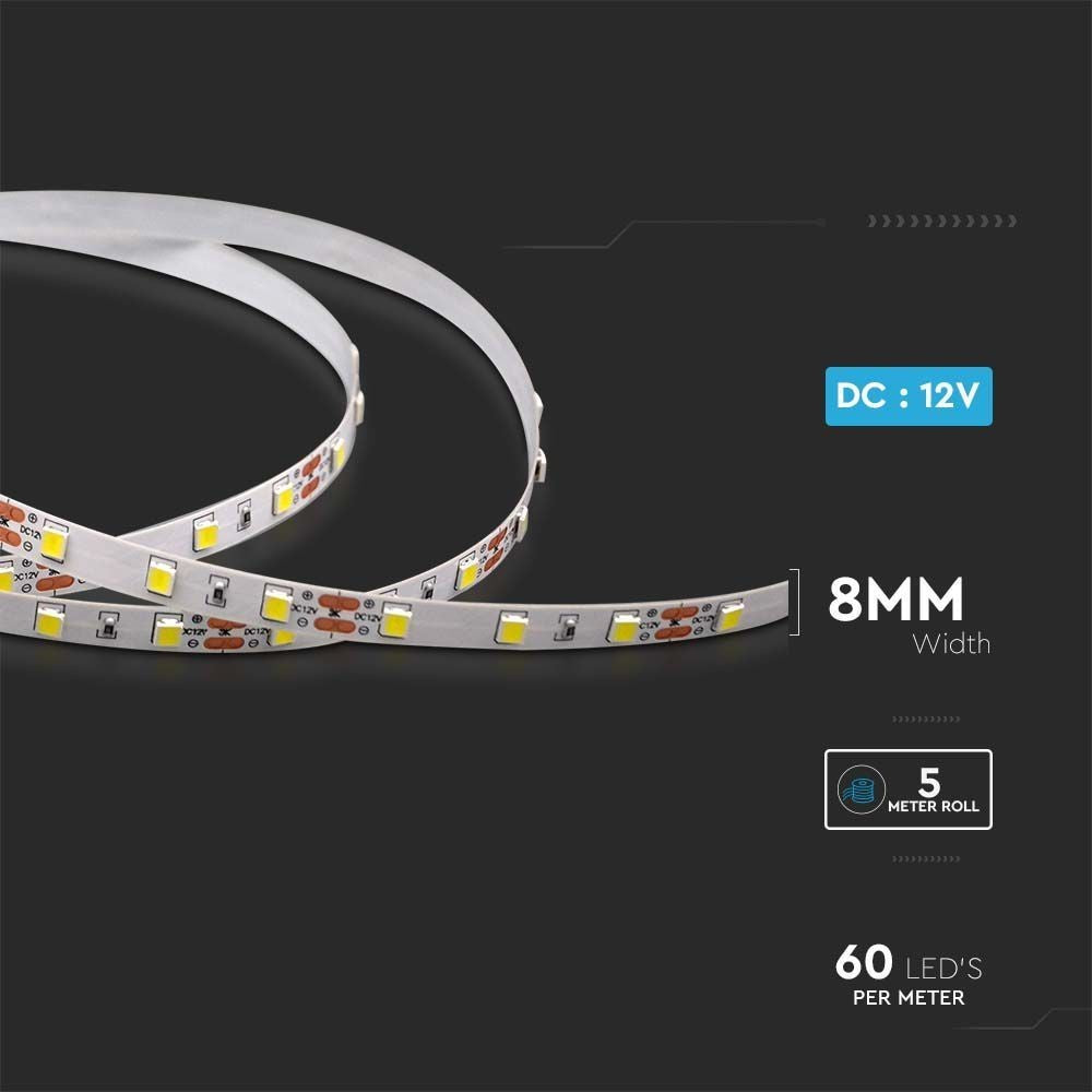 V-Tac 8W/m LED strimmel - 5m, 60 LED pr. meter