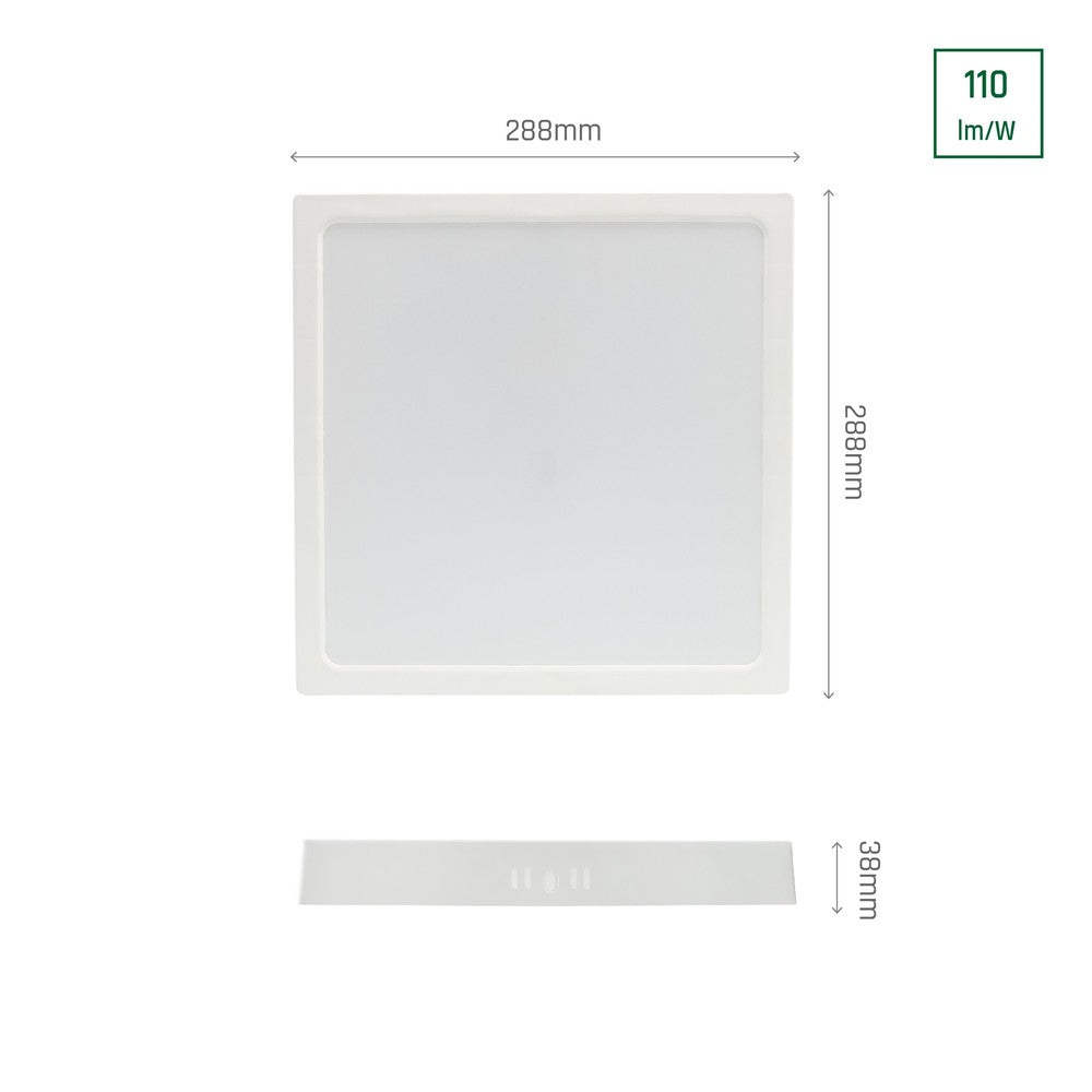 Spectrum 24W LED loftslampe - 29 x 29cm, H:3,8cm, hvid kant, inkl. lyskilde