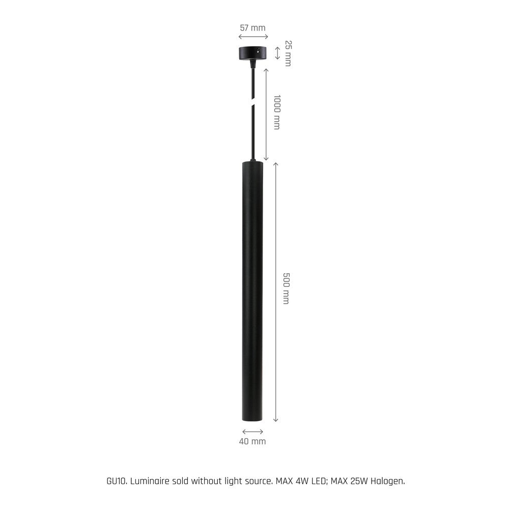 Spectrum Pendellampe - Sort, Ø4 cm, GU10, 230V, 5 års producentgaranti