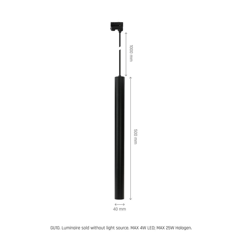 Sort Skinnespot pendellampe med GU10 fatning - 230V - 5 års producentgaranti