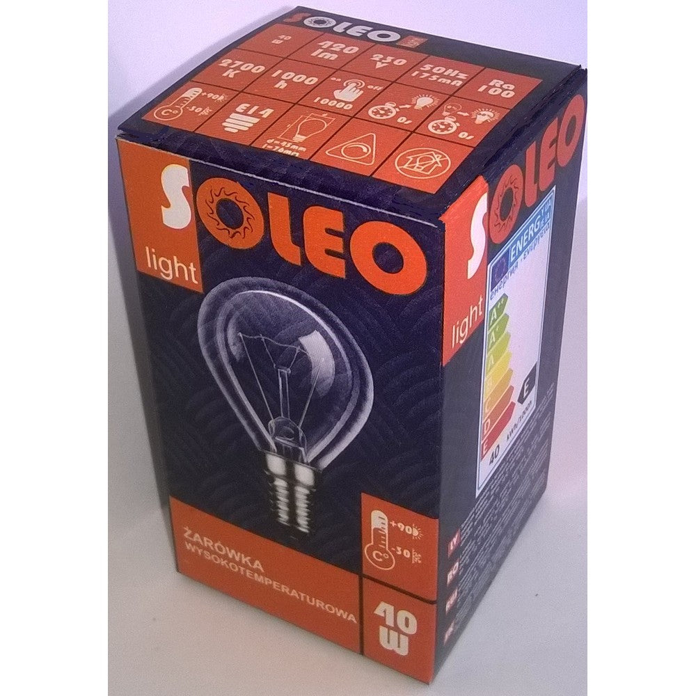 40W SOLEO E14 glødetråd pære, 260lm, dæmpbar, P45 - 420lm, energibesparende lyskilde til din lampe