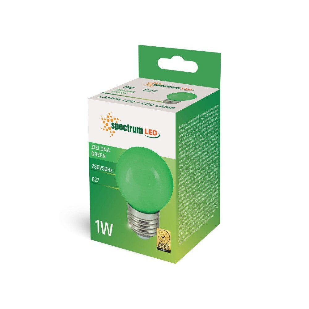 Spectrum 1W LED dekorationspære - Grøn, G45, E27, 230V, RA80