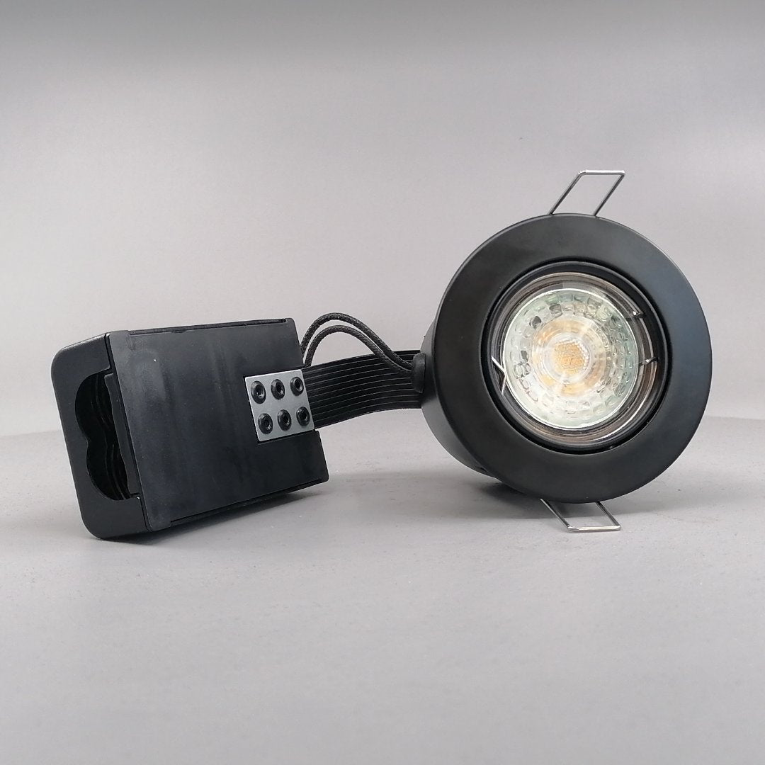 Indbygningsspot m 5,5W DimTone LED pære - Mat sort (360° frame 24)