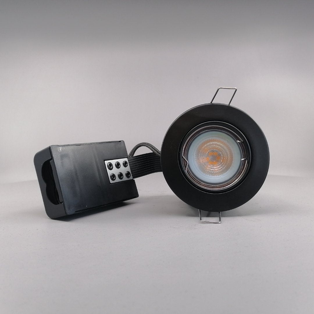 Indbygningsspot m 5W Philips dæmpbar LED pære 3000K - Mat sort