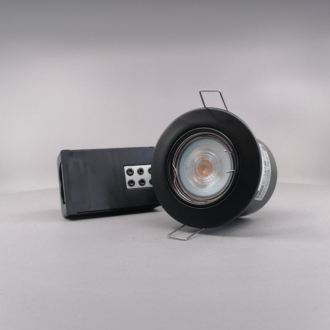 Indbygningsspot m 5W Philips dæmpbar LED pære 3000K - Mat sort (360° frame 3)