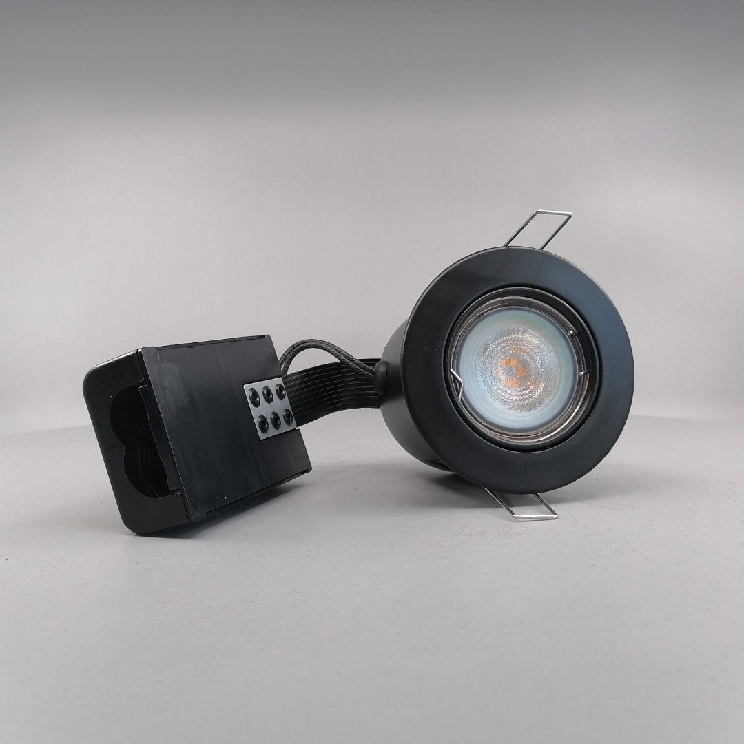 Indbygningsspot m 5W Philips dæmpbar LED pære 3000K - Mat sort (360° frame 24)