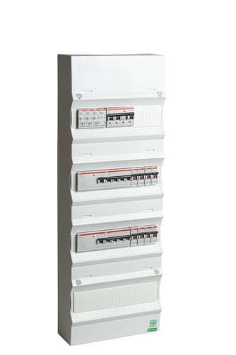 Boligtavle ABB 2 x RCD 2 x kraft 1 x kombi 8 x lys + transient
