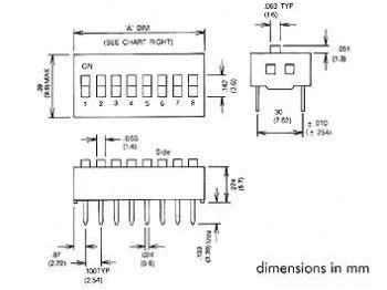 DIP switch - 12 x ON-OFF, 50V 0,1A