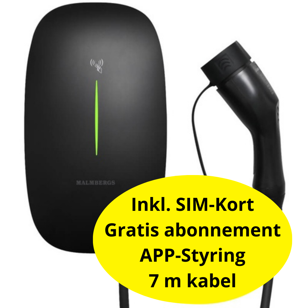 Evon - All in One Ladestation 11kW m. WIFI/4G med SIM-kort 7 Meter
