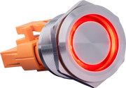 Trykkontakt - 1P ON-(ON) 3A/250V, RØD LED