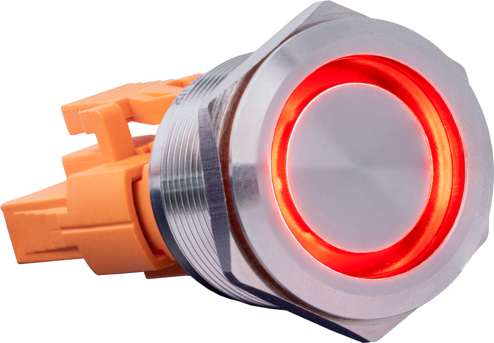 Trykkontakt - 1P ON-(ON) 3A/250V, RØD LED