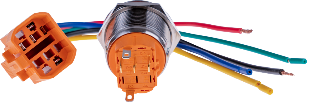 Trykkontakt - 1P ON-(ON) 3A/250V, RØD LED