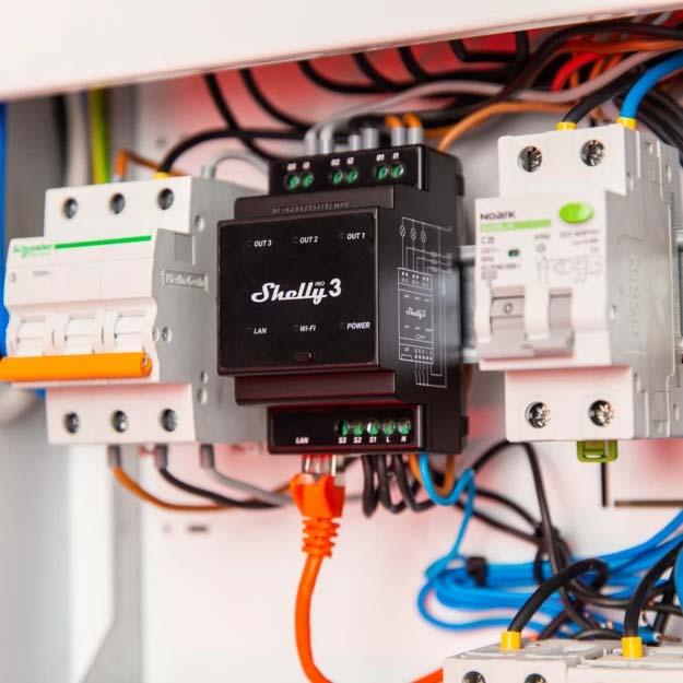 Shelly Pro 3 - WiFI relæ, 3 kanaler, potentialfrit