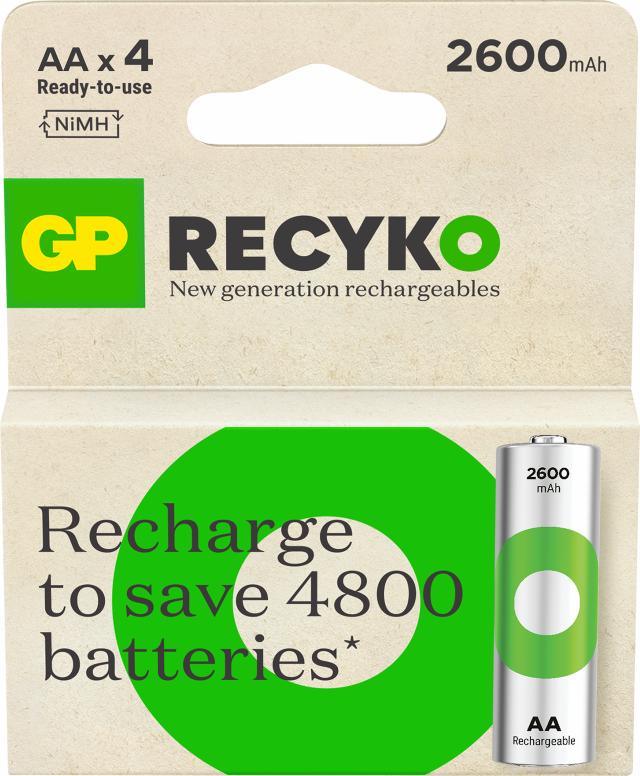 GP Recyko AA-batteri 2600 mAh 4-pak