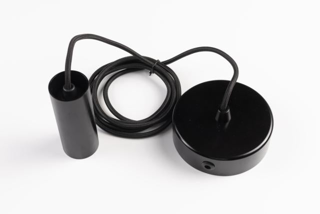 DIOLAMP pendelophæng E27 sort m/baldakin 2m