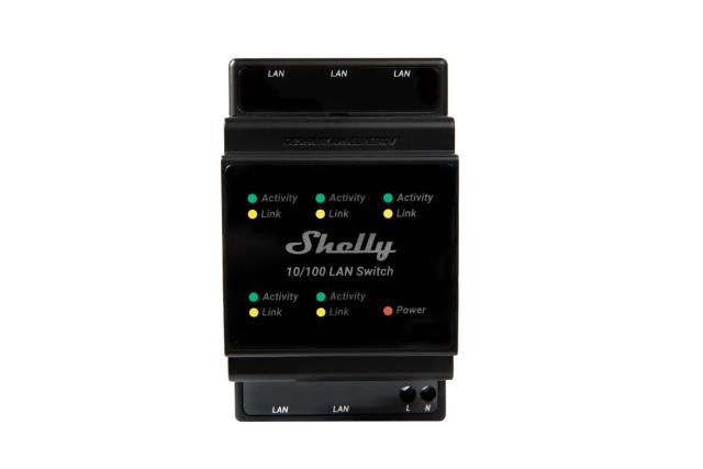 Shelly LAN Switch - DIN-skinne switch 5xRJ45 porte
