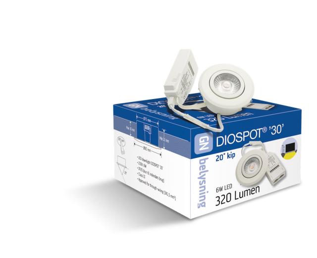 DIOSPOT 30 mat hvid rund 6W 927 320lm 38°