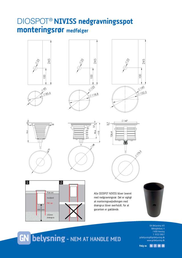 DIOSPOT NIVISS Nedgravning Ø177mm 33W 3850lm 830