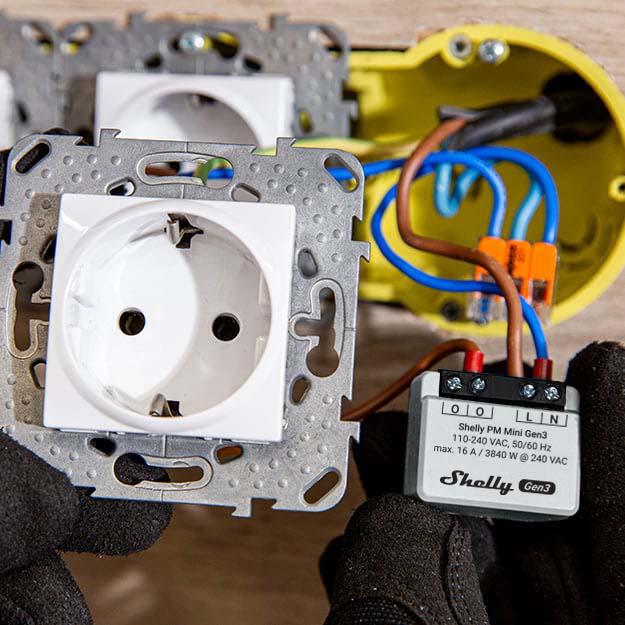 Shelly PM Mini (GEN 3) - WiFI effektmåler u/relæ