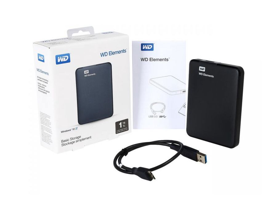WD Elements Portable Harddisk - 1TB USB 3.0