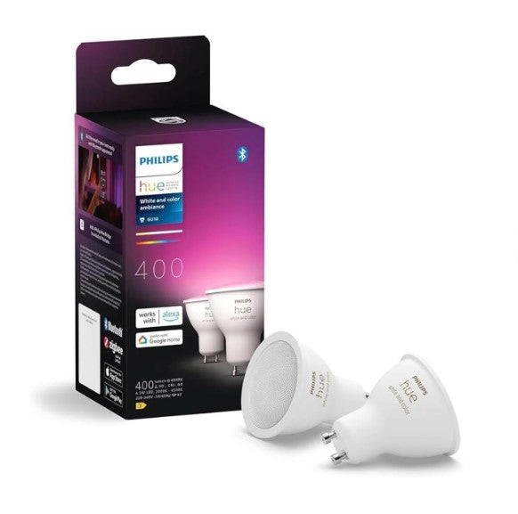 Hue White and Color Ambiance GU10 pære - 4,2W, BT (2-pak)