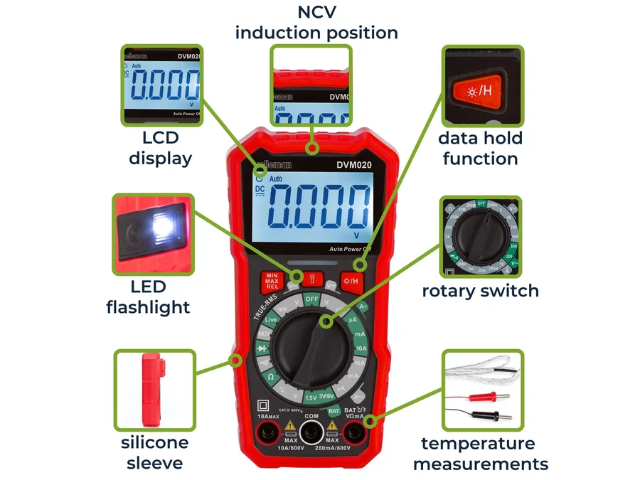 DVM020 Universal rugged true RMS digital multimeter CAT III