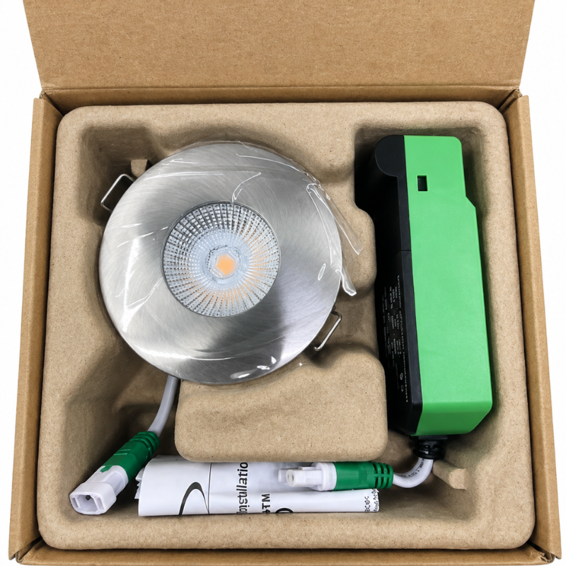 Daxtor DAX F-35-D 5W LED spot 2700K IP44 – børstet stål inkl. driver