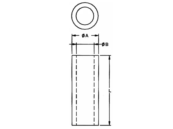 M4 afstandsstykke u. gevind - L20mm, Sort plast