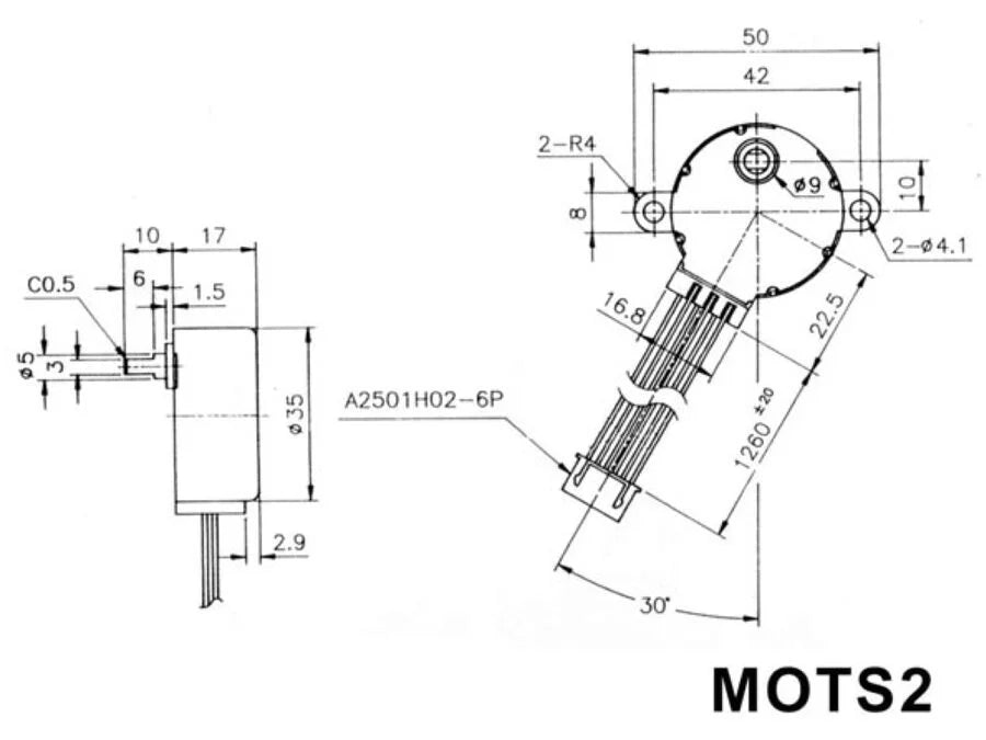 DC stepper motor - 12Vdc / 60mA 7,5° (1/85) (ST35)