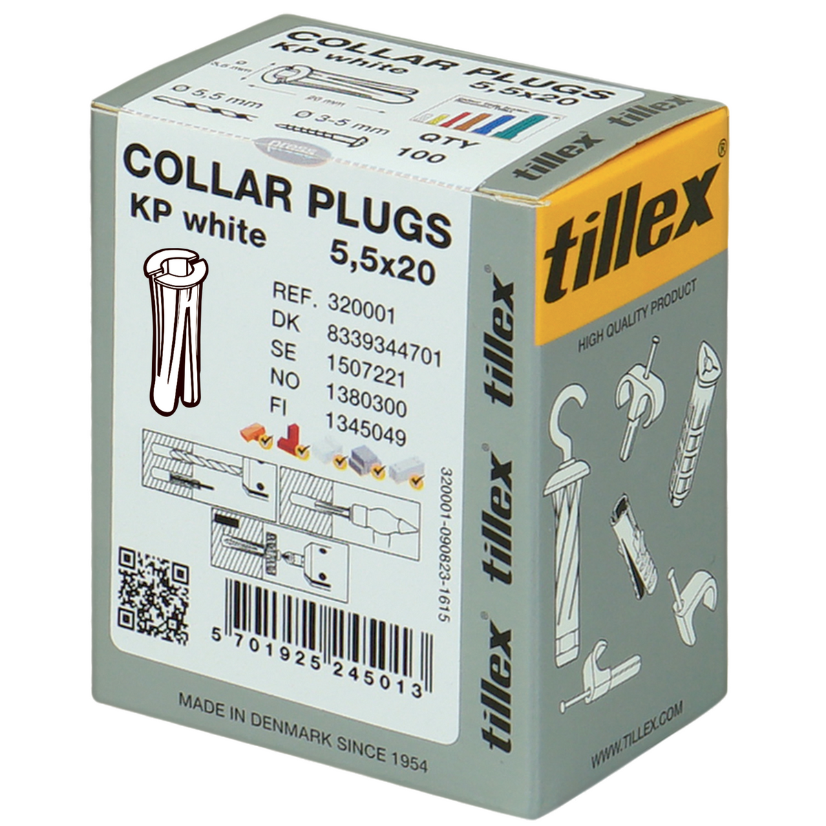 PLUGS KP 5,5X20MM-100 HVID