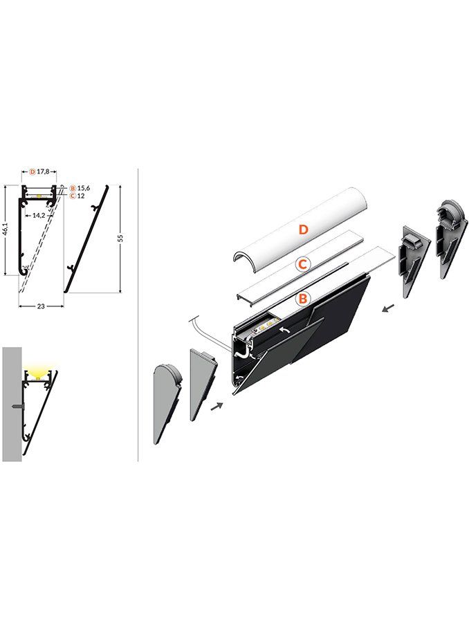 DIOFLEX cover LED WALLE12 1000 hvid
