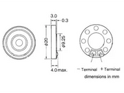 Dynamisk højttaler - 0,1W / 8ohm, Ø20mm tynd