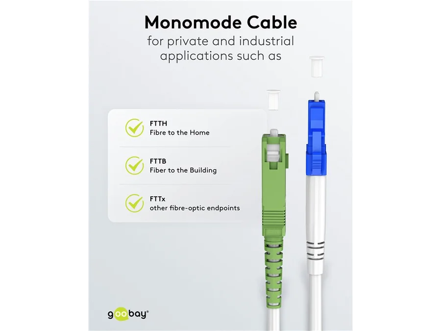 Fiberoptisk patchskabel, SC/APC-LC/UPC, OS2 Singlemode (1m)