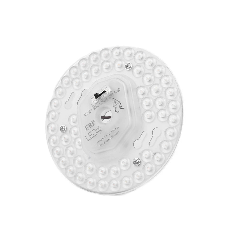 LED indsats 18W med linser, Ø130 mm, dæmpbar, 5-i-1 CCT, Flicker Free