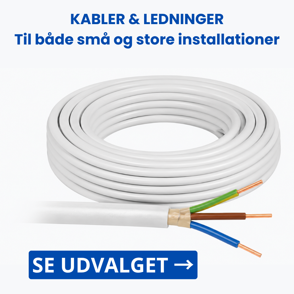 Kabler og ledninger til både små og store installationer – se udvalget