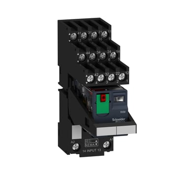 RXM RELÆ M/SOKKEL+LED+TEST 4C/O 230VAC