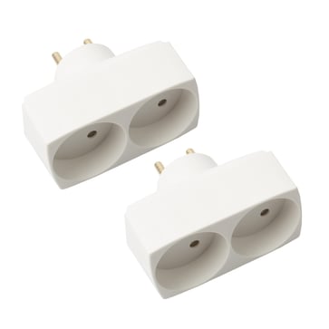 Dobbeltstik D2 2R udtag hvid 2-styk
